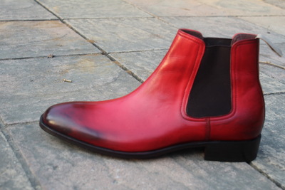Crafted Leather Classic Men Red Chelsea Dress Boot