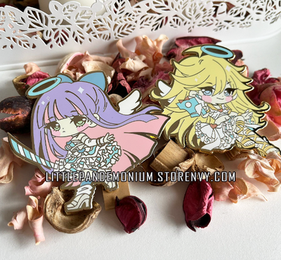 Angel sisters enamel pin