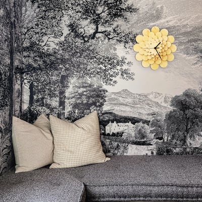 Dahlia - unique stylish natural wood wall clock, a piece of wall art