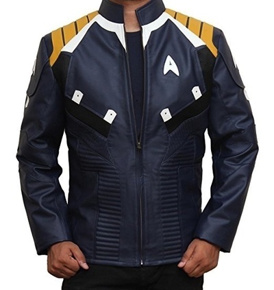 BLUE STAR TREK BEYOND CHRIS PINE CAPTION KIRK LEATHER JACKET