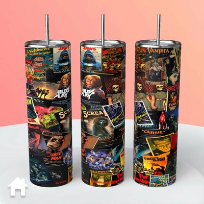 Horror Movie Posters tumblers Scream Child's Play Jaws Invisible Man Dracula