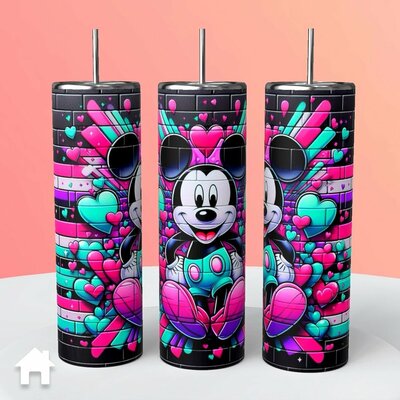 Disney Mickey Mouse Brick Wall Hearts tumbler