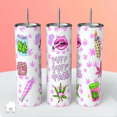 Marijuana Weed Puff Puff Pass tumbler
