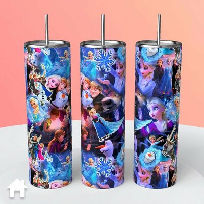Disney Frozen Anna Elsa Olaf Collage tumbler