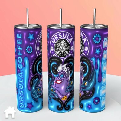 Disney Ursula Little Mermaid Starbucks type Tumbler