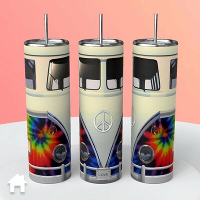 Volkswagen VW Tie Dye Hippie Bus Tumbler