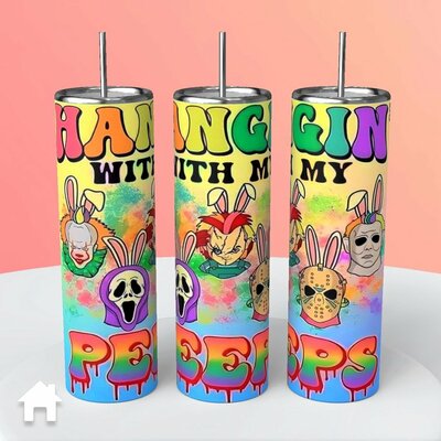 Easter Hanging With My Peeps Horror Icons Tumbler - Jason Michael Ghostface