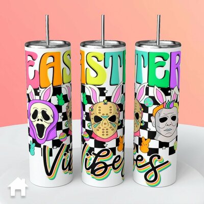 Easter Vibes Horror Icons Tumbler - Jason Michael Ghostface