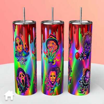 Horror icons Neon Tumbler - Freddy Jason Michael Chucky