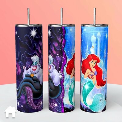 Disney Little Mermaid Ariel vs Ursula tumbler