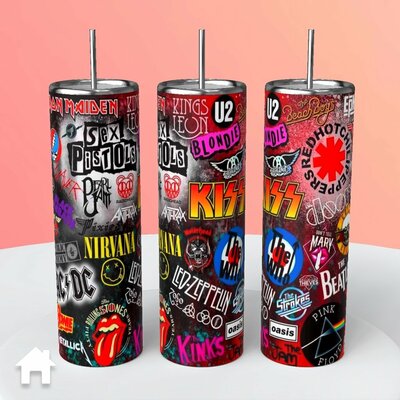 Rock Metal Hair Band Tumbler - Kiss Nirvana U2 Cheap Trick Led Zeppelin AC/DC