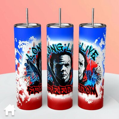 Michael Myers "Long Live Freedom" 4th of July Independence Day Tumbler