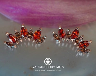 "Athena" - Rose Gold with Garnets and Smoky Quartz