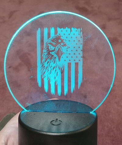 #235 Lit Acrylic Sign - Eagle and Flag