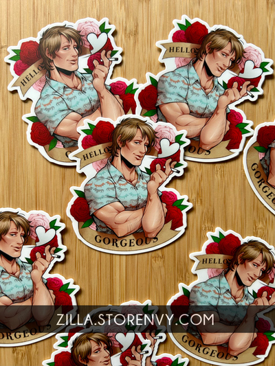 Hello Gorgeous Nigel 3" decal