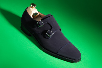 Handmade Men's Black Suede Formal Monk Strap Buckle Boot