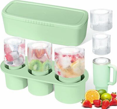 Ice Cube Tray for Stanley Cup, Silicone Ice Cube Maker With Lid for 30-40oz Tumbler, for Chilling Whiskey, Cocktails, Drinks, Coffee