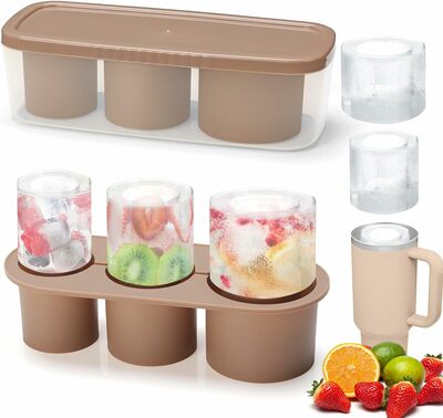 Ice Cube Tray for Stanley Cup, Silicone Ice Cube Maker With Lid for 30-40oz Tumbler, for Chilling Whiskey, Cocktails, Drinks, Coffee