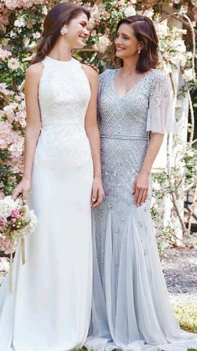 Blue Sheath Mother of Birde/ Groom Dress Beading Crystals Evening Dress