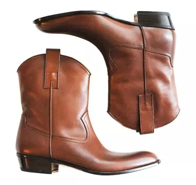 New Handmade Pure Leather Zipper Ankle Boots For Men's