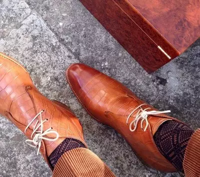 New Handmade Pure Alligator Print Leather Chukka Boots For Men's