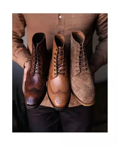Handmade leather Wingtip Ankle Boots For Men's, Dress Formal Boots For Men,