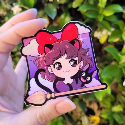 3 x 3 inch little witch sticker - Thumbnail 1