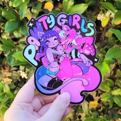 6x6 inch pawty girls sticker - Thumbnail 2