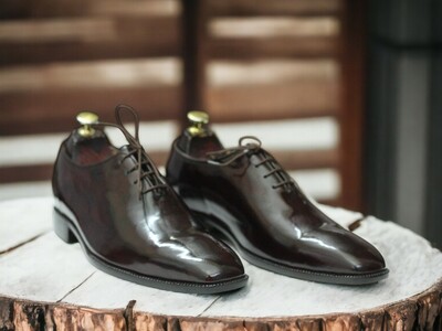 Handmade Men's Brown Handmade Oxford Shoes, Dress Patent Lather Shoes