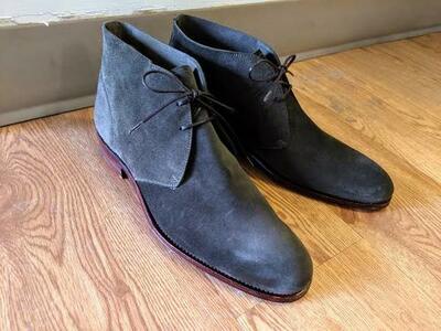 Charcoal Color Nice Combination Handmade Chukka Lace Up Boot