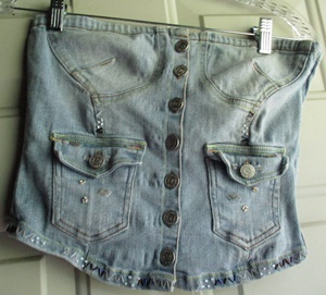 Lipstick Brand Faded Denim Button Down Tube Top Sz. S