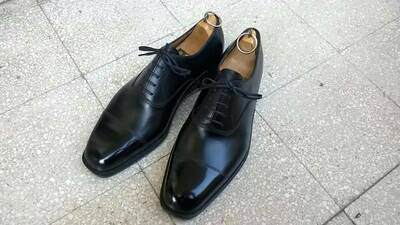 Customize Black Cap Toe Handmade Leather Office Shoes