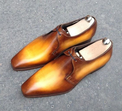 Men's Two Tone Polishing Handmade Men's Chukka Designer Handmade Dress Shoes