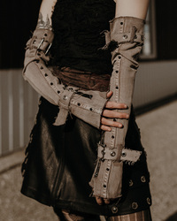 OOAK Upcycled Denim Gloves + Choker - Thumbnail 2