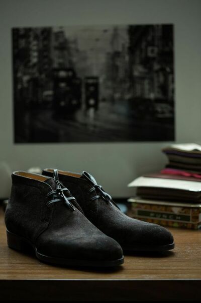Black Formal Chukka Handmade Lace Up Boot