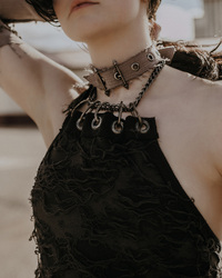 OOAK Upcycled Denim Gloves + Choker - Thumbnail 3