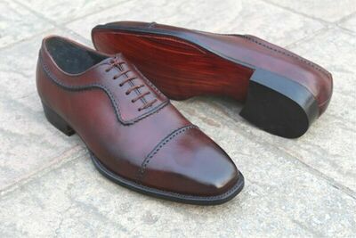 Crafted Leather Dark Brown Classic Oxford Lace up Dress Shoes