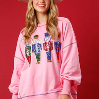 Sweet sequined thickened all-match top long-sleeved sweater - Thumbnail 1