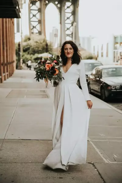 Simple Boho Beach Long Sleeve Wedding Dress Bridal Gowns