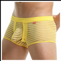 Wholesale Mens Sexy Underwear Mesh Gauze Striped Low-rise Translucent Boxer Briefs MJ2101 - Thumbnail 1