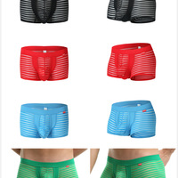 Wholesale Mens Sexy Underwear Mesh Gauze Striped Low-rise Translucent Boxer Briefs MJ2101 - Thumbnail 7