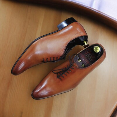 Handmade Men's Brown Leather Shoes ,Lace Up Dress Shoes