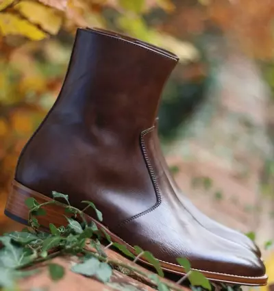 New Handmade Pure Leather Zipper Ankle Boots For Men's