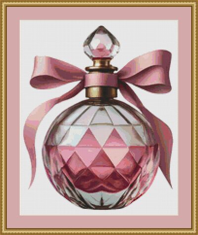 Pink Perfume Bottle Cross Stitch Pattern