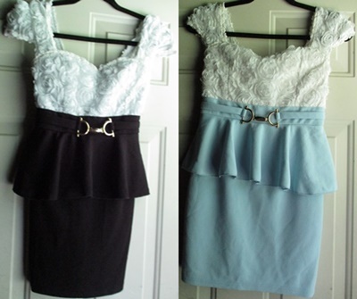 Dazzy Store White Rose Lace Peplum Dresses(Colors Varies)