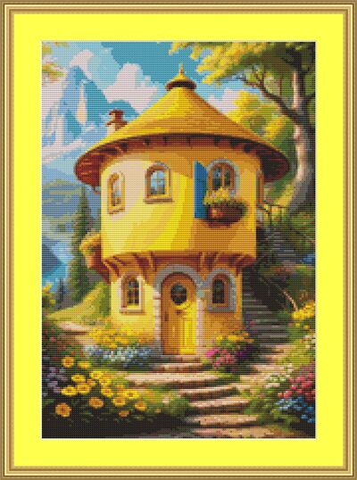 Yellow House Cross Stitch Pattern