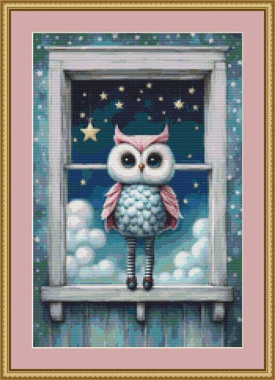 Window Owl Cross Stitch Pattern