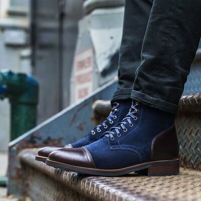 New handmade high ankle two tone leather shoes, military leathers shoes for men