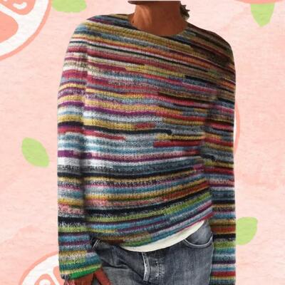 3D printed women's sweater pattern pullover sweater casual loose long-sleeved knitted top