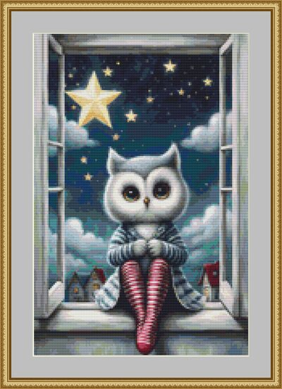 Star Owl Cross Stitch Pattern